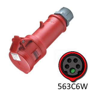 Mennekes ME563C6W 63A, 220-380V 4-Pole Connector