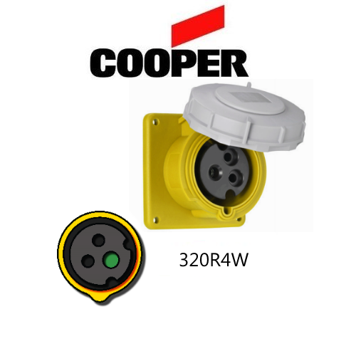 Cooper 320R4W Outlet -  20A, 110V - 125V 2-Pole / 3-Wire, IEC60309