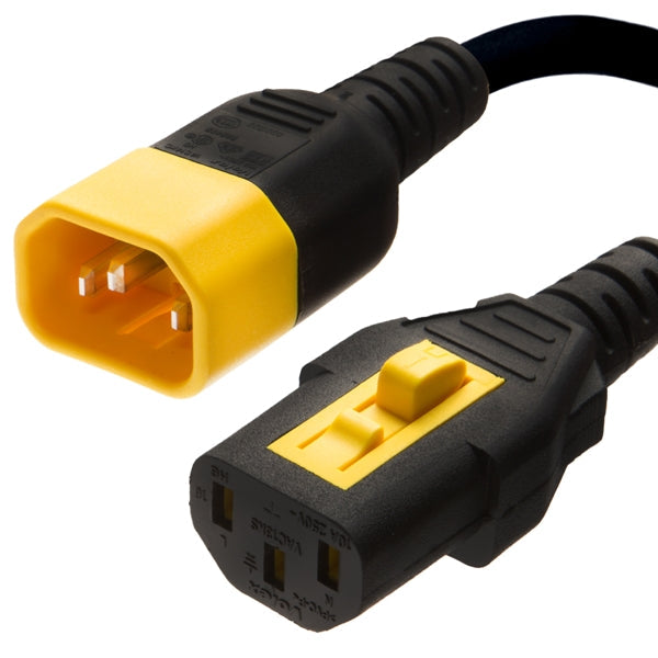 V-Lock C14 to C13 Power Cords, Black, 10A, 250V, 18/3 SVT