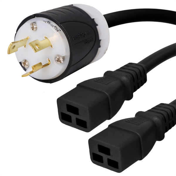 L5-20P to 2 x C19 Splitter Power Cords