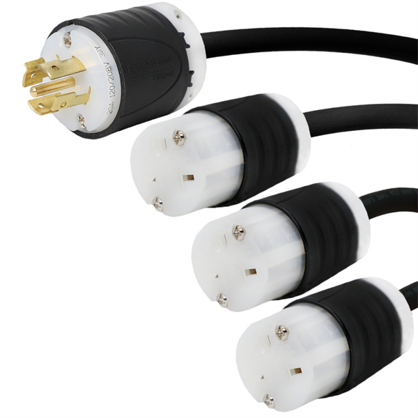 L21-20P to 3 x 6-20R Splitter Power Cords