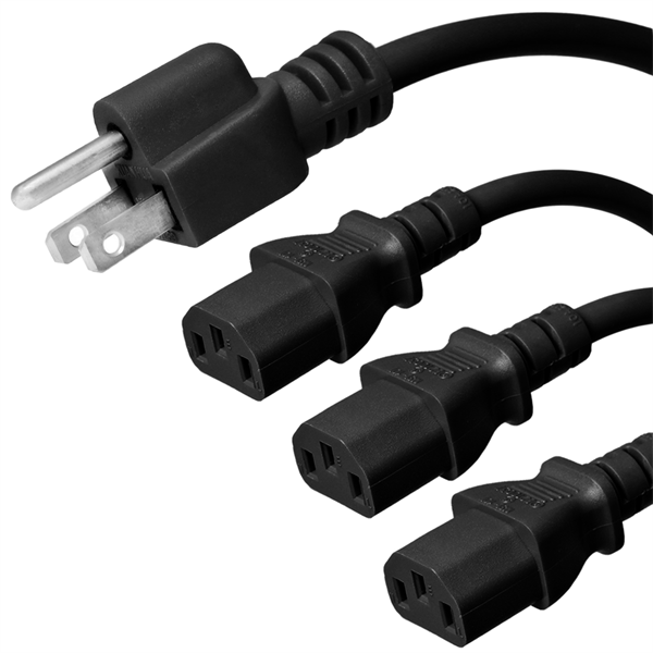 5-15P to 3x C13 Splitter Power Cords