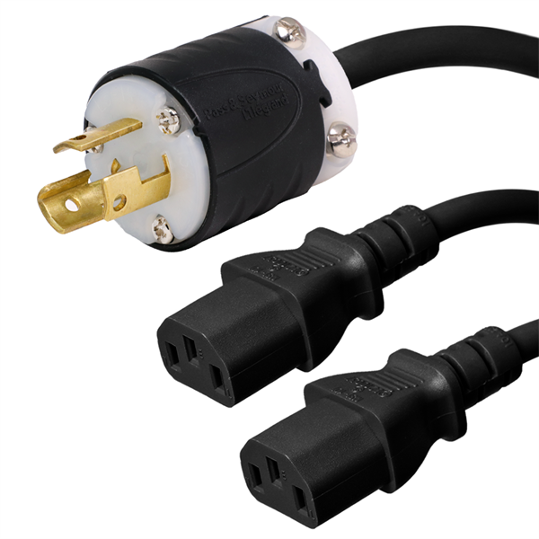 L5-15P to 2 x C13 Splitter Power Cords
