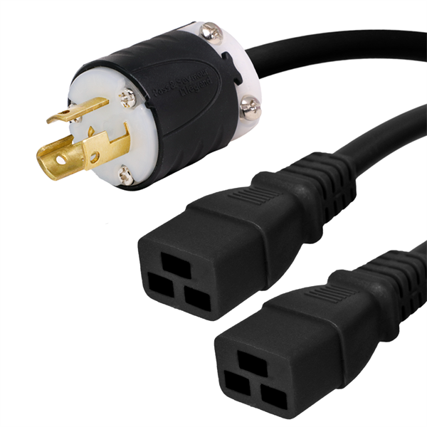 L5-15P to 2 x C19 Splitter Power Cords