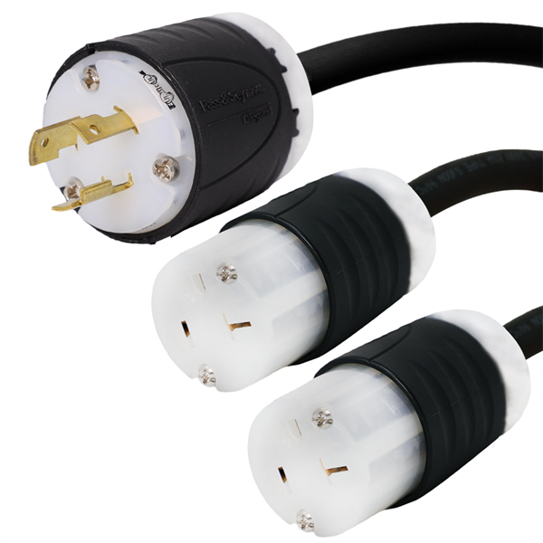 L5-20P to 2 x 5-20R Splitter Power Cords