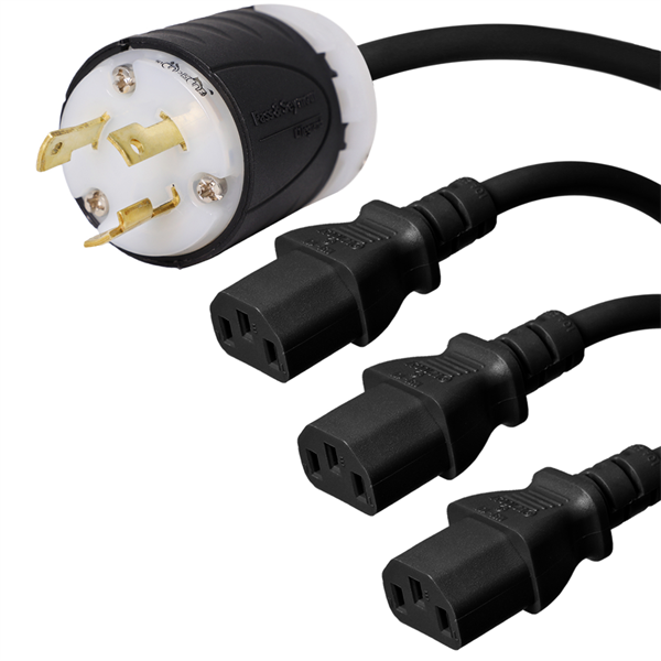 L5-30P to 3 x C13 Splitter Power Cords