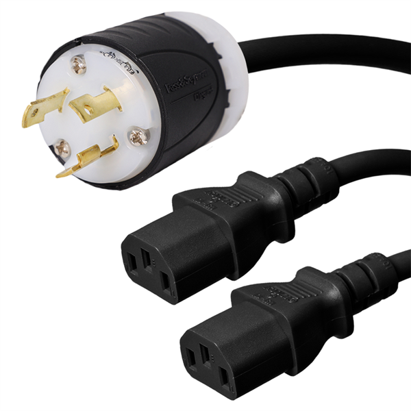 L6-30P to 2 x C13 Splitter Power Cords