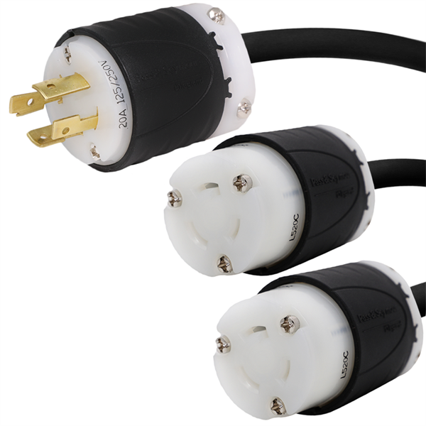 L14-20P to 2x L5-20R Splitter Power Cords