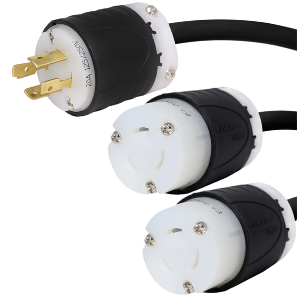 L14-20P to 2x L6-20R Splitter Power Cords