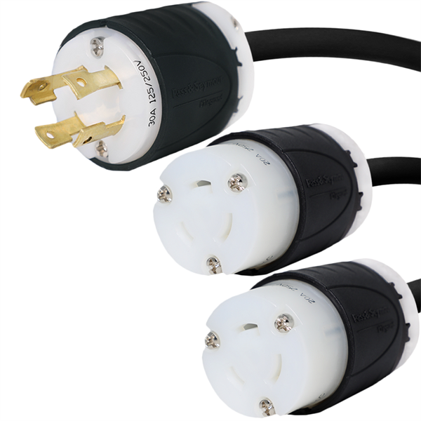 L14-30P to 2x L6-20R Splitter Power Cords