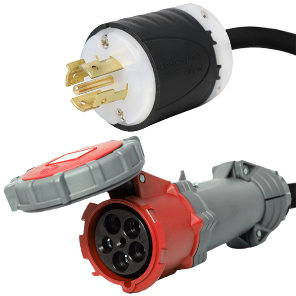 NEMA L22-20P to 520C7W Pin and Sleeve Connector [1 Foot]