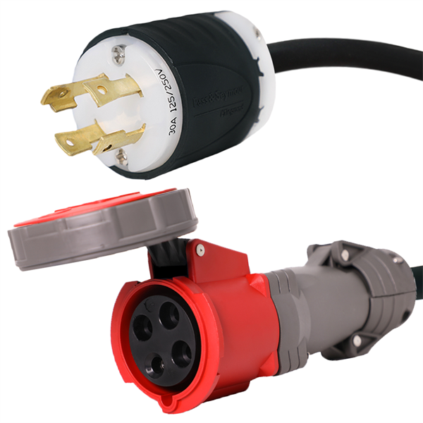 L14-30P to 430C12W Pin and Sleeve Connector [1 Foot]