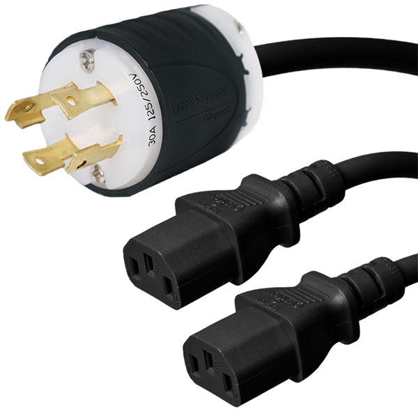 L14-30P to 2x C13 Splitter Power Cords