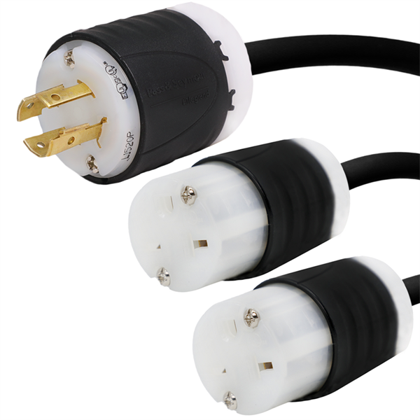 L15-20P to 2x 6-20R Splitter Power Cords