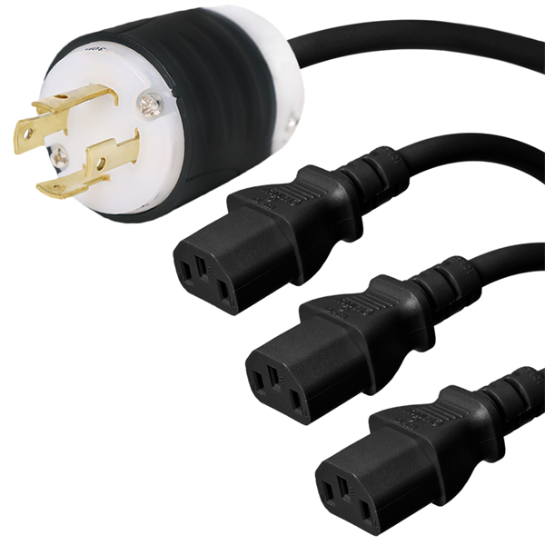 L15-30P to 3x C13 Splitter Power Cords