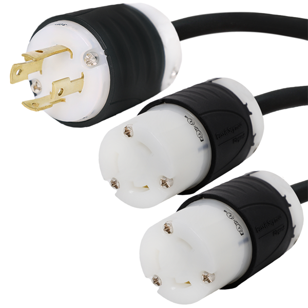 L15-30P to 2x L6-30R Splitter Power Cords