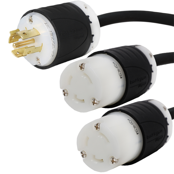 L21-20P to 2x L5-30R Splitter Power Cords
