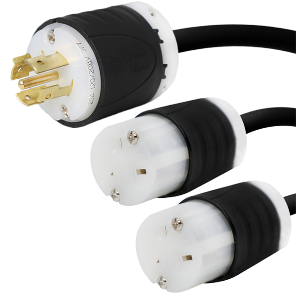 L21-20P to 2x 6-20R Splitter Power Cords