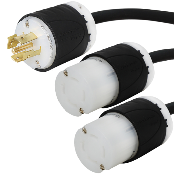L21-20P to 2x L14-20R Splitter Power Cords
