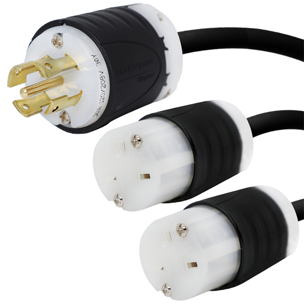 L21-30P to 2x 6-20R Splitter Power Cords