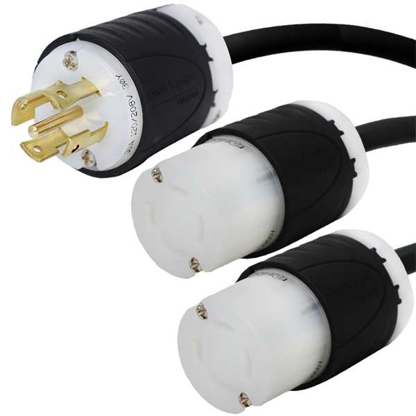 L21-30P to 2x L14-20R Splitter Power Cords