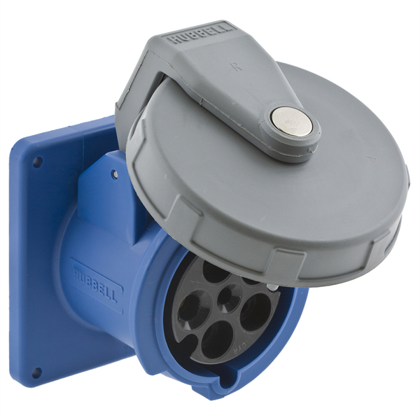 Hubbell HBL560R9W 60A, 120-208V, 4-Pole Pin and Sleeve Flanged Receptacle
