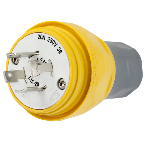 Hubbell HBL26W75 L15-20P Twist-Lock® Watertight Plug, 20A/3Ø 250V
