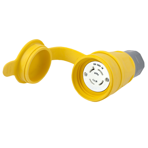 Hubbell HBL29W77 L17-30R Twist-Lock® Watertight Connector, 30A, 3Ø 600V
