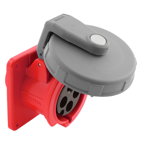 Hubbell HBL460R7W 60A, 480V, 3-Pole Pin and Sleeve Flanged Receptacle
