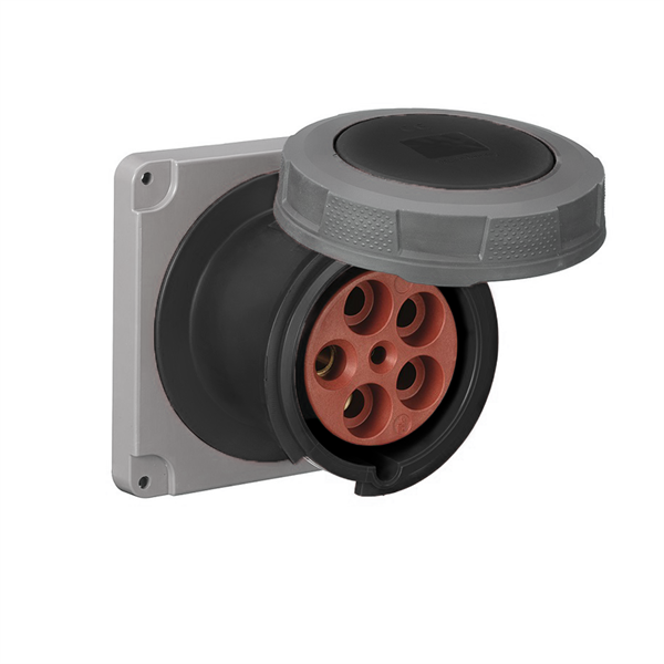 Mennekes ME5100R5W 100A, 347-600V, 4-Pole Pin and Sleeve Flanged Receptacle