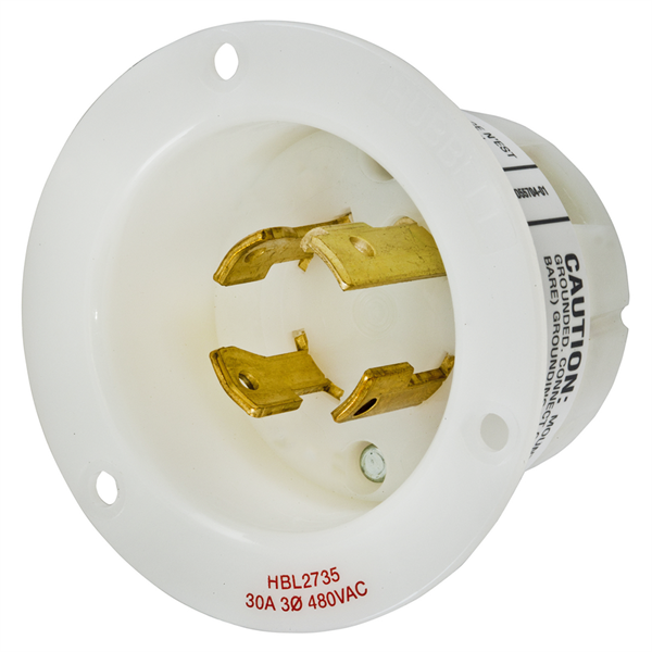 Hubbell L16-30P Twist-Lock® Flanged Inlet Rated for 30A/3Ø 480V