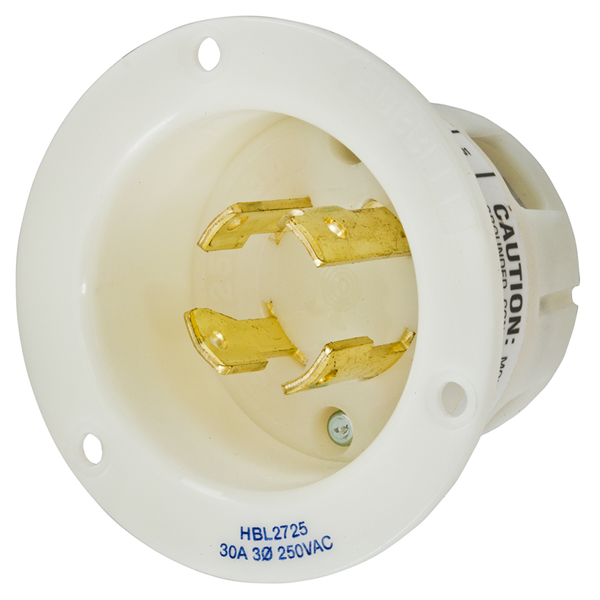 Hubbell L15-30P Twist-Lock® Flanged Inlet Rated for 30A/3Ø 250V