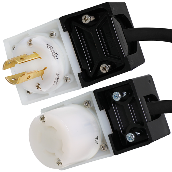 Angled L15-20 Locking Extension Cords, 20A, 250V, 12/4 SJOOW