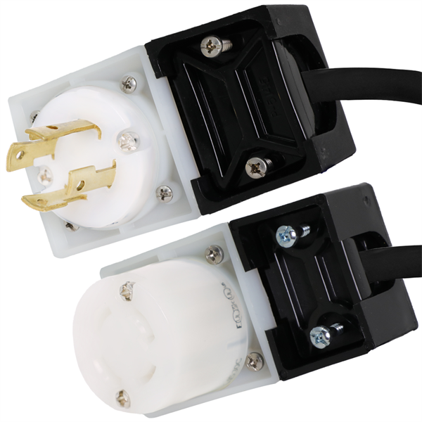 Angled L15-30 Locking Extension Cords, 30A, 250V, 8/4 SJOOW