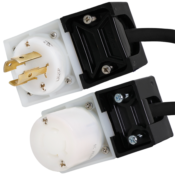Angled L16-20 Locking Extension Cords, 20A, 480V, 12/4 SOOW