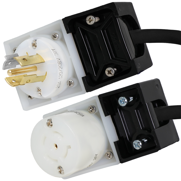 Angled L21-20 Locking Extension Cords, 20A, 120/208V, 12/5 SOOW