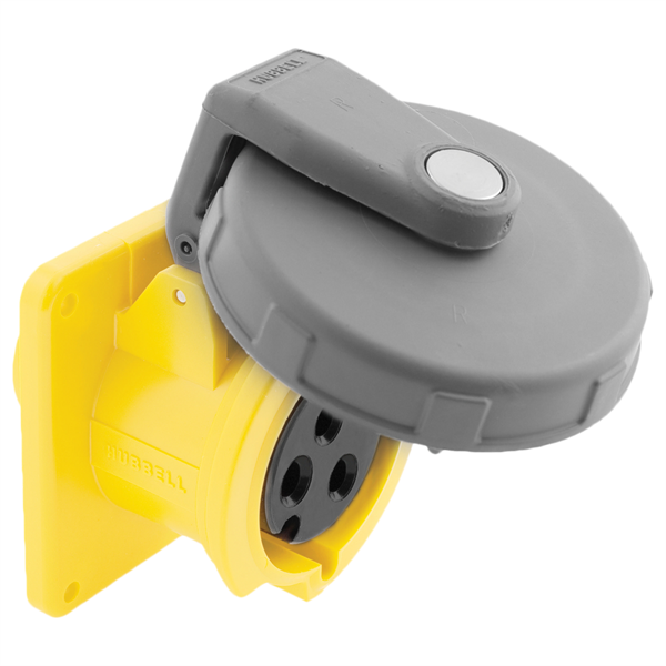 Hubbell HBL320R4W Pin and Sleeve Flanged Receptacle Rated for 20A/125V