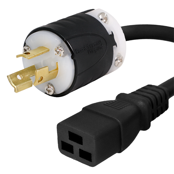 L6-15P to C19 Power Cord, 15A, 250V, 14/3 SJT