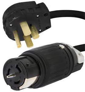 NEMA 14-50P to CA Style CS6364 Locking Power Cord, 50A, 125/250V, 6/4 SOOW