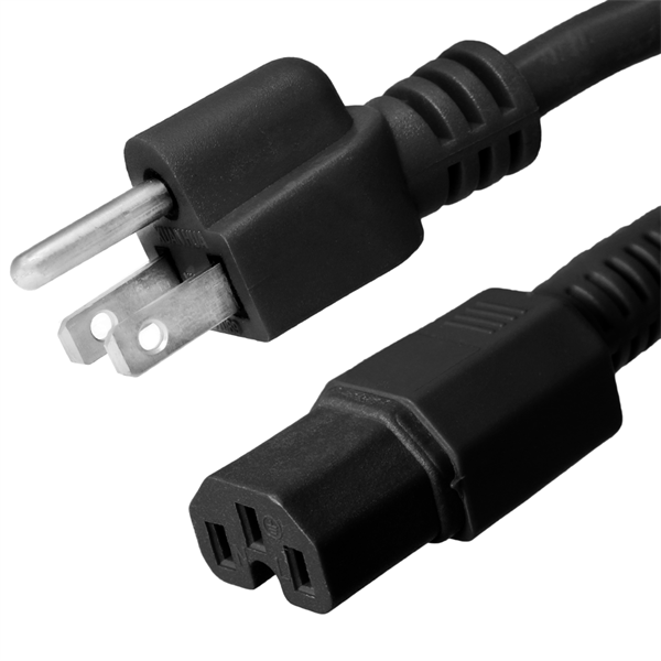 5-15P to C15 Power Cords, 15A, 125V, 14/3 SJT +