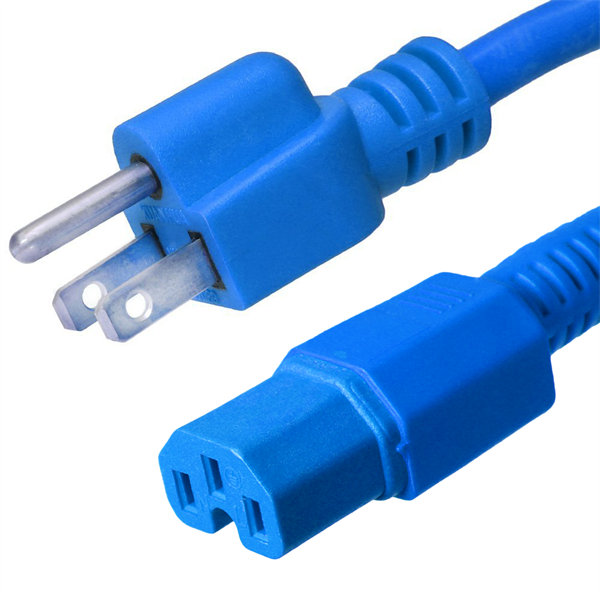 5-15P to C15 Power Cords, 15A, 125V, 14/3 SJT +