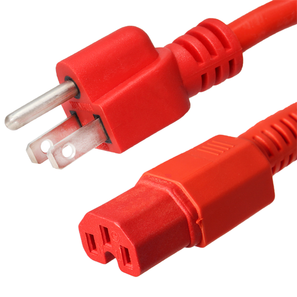 5-15P to C15 Power Cords, 15A, 125V, 14/3 SJT +